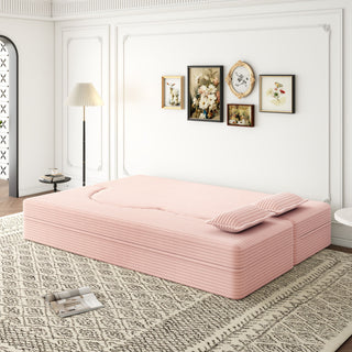 Convertible Foam-Filled Sleeper Sofa Bed With 2 Pillows