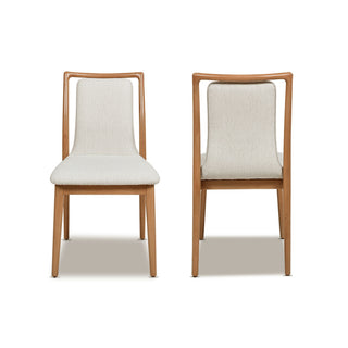 Scandi - Upholstered Dining Chair, Stain Resistant High (Set of 2) - Natural Light Brown / White Pepper