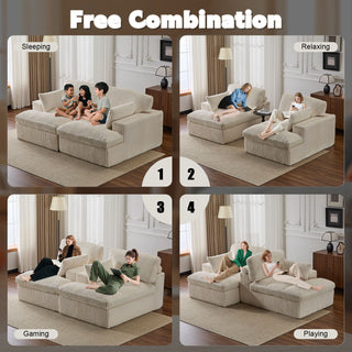 Double Chaise Lounge Chair, Oversized Upholstered Sleeper Cloud Couch