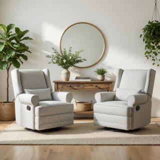 Extra Wide Swivel Recliner Glider Chair With Footrest