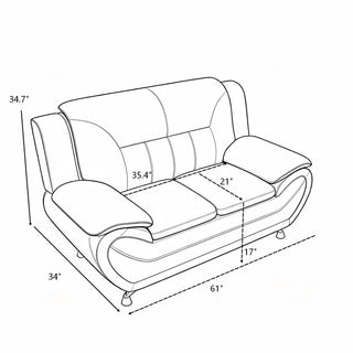 3 Piece Sofa Set, Upholstered Living Room Furniture - Camel