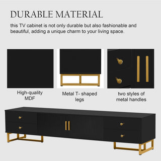TV Media Console Table, TV Stand With Storage For Living Room - Black