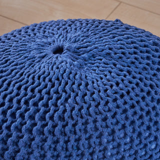 Bordeaux - Knitted Round Pouf, Versatile Ottoman And Floor Cushion