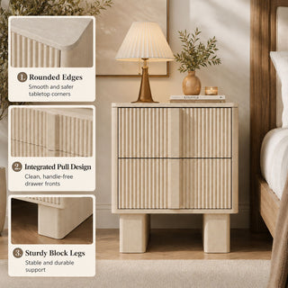 Nightstand With Charging Station And 2 Storage Drawers