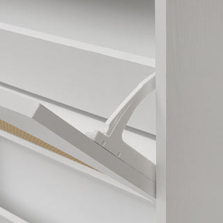 2 Door Shoe Rack, Rattan, Double Layer, Suitable For Living Room, Hallway - White