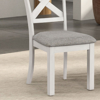 Dining Chairs With Cross Back, Cushion Seat (Set of 2) - White