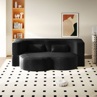 Modern Floor Sofa With 2 Pillows, Convertible Twin Size Folding Mattress For Living Room