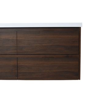 Modern Floating Bathroom Vanity With Dual Resin Sink, Soft Close Drawers