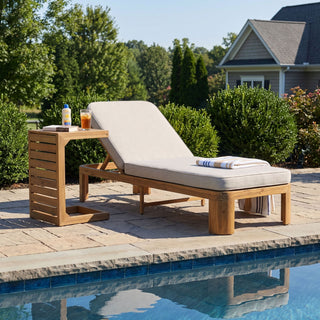 Outdoor Chaise Lounge Set With Side Table, 5 Position Adjustable Patio Recliner