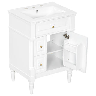 Freestanding Bathroom Vanity With Sink, Adjustable Shelf & Flip Drawer