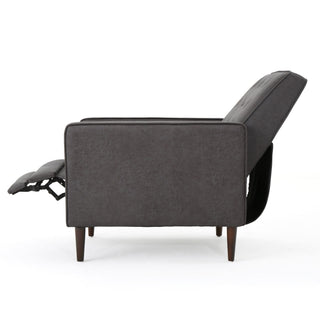 Macedonia - Mid Century Modern Button Tufted Fabric Recliner - Slate