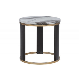 Round End Table For Living Room - Gold / Brown