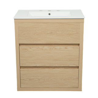 Double Sinks Bathroom Vanity Set With 2 Ceramic Basins