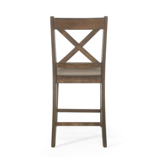 Farmhouse Style Counter Height Chair With Upholstered Seat