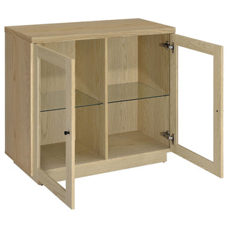 Metro - 2 Door Display Cabinet With Adjustable Shelves - Light Oak
