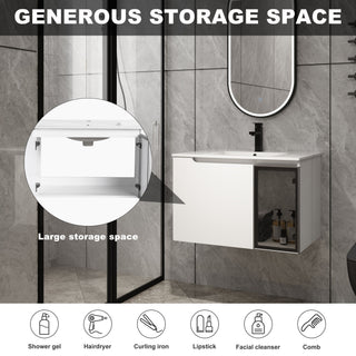 Wall Mounted Bathroom Vanity With Sink, 2 Soft Close Doors, Cabinet & Half Door
