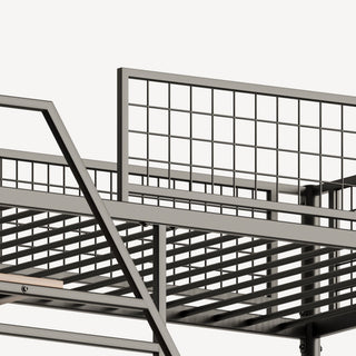 Metal Loft Bed With Built - In Charging Station And LED Light