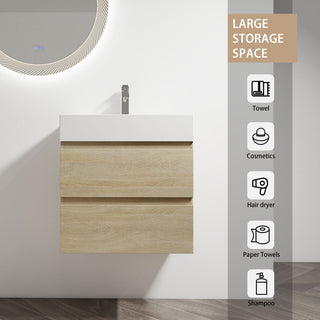 Wall Mounted Bathroom Vanity And Sink, 2 Soft Close Drawers