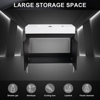 Freestanding Bathroom Vanity With Resin Sink And Storage Cabinet