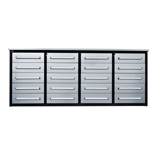 Garage Storage Cabinets With Workbench (With 20 Drawers) - Silver