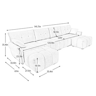 Sofa Set With Ottoman And Pillows, Textured, High Resilience Cushions