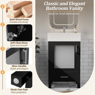 Bathroom Vanity With Ceramic Sink And Ample Storage, Ideal For Small Bathrooms