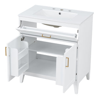 Bathroom Vanity With Sink Top, Adjustable Shelf, Door Organizers