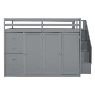Loft Bed With Built In Wardrobes, Cabinets And Drawers