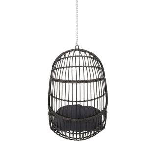 Rustic Hanging Basket Chair With Cushion