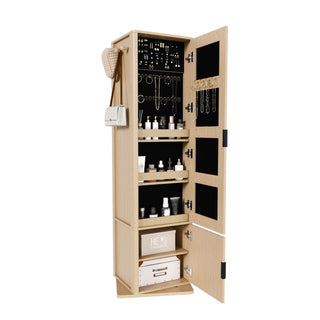 360° Rotating Makeup Cabinet With Full Length Mirror