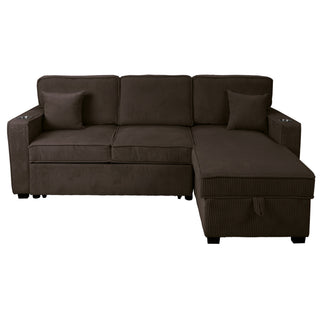 Convertible Sectional With USB / USB - C Port, Storage Chaise, Pull-Out Bed