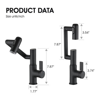 Bathroom Sink Faucet With Spray Function And Temperature Display, Anti Skid Switch, 360 Degree Rotary
