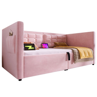 Upholstered Daybed With Hydraulic Storage And USB / Type - C Charging