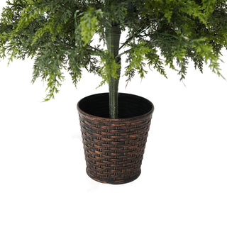 3 Piece Pre Lit Christmas Tree Set With Warm Glowing LED Lights, Sturdy Potted Base, Full Cascading Branches - Green