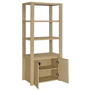 Susac - 3 Shelf Media Tower With Tall Pier Cabinet - Light Oak