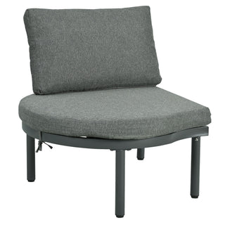 6 Piece Patio Set, Half Moon Outdoor Sectional Sofa With 2 High Low Coffee Tables, 4 Pillows & Cushions