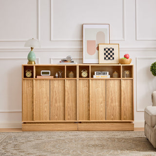 Fluted Sideboard Buffet Cabinet With 2 Doors And Adjustable Shelf, Storage Cabinet For Entryway