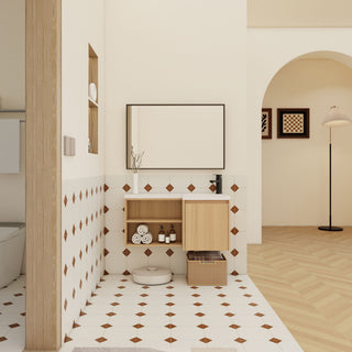 L-Shaped Wall Mounte Floating Bathroom Vanity With Integrated Sink