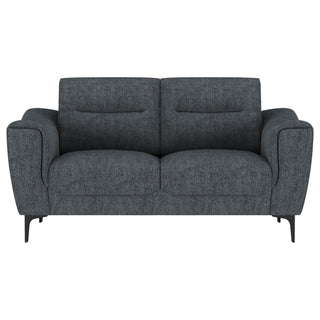 Oberle - Upholstered Sloped Track Arm Loveseat - Charcoal