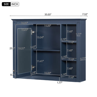 Bathroom Vanity With Mirror Cabinet, Single Sink With 2 Soft Closing Doors And 4 Drawers