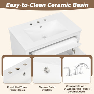 Freestanding Bathroom Vanity With Sink, Soft Close Door, Tip Out Drawer