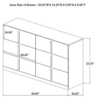 Lauryn - 6 Drawer Dresser Cabinet - Gloss White