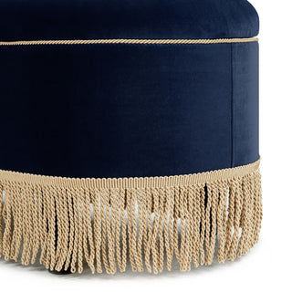 Melinda - Oval Tufted Bullion Fringe Storage Bench