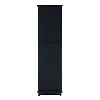 Tall Bathroom Storage Cabinet With Glass Doors, Free-Standing, Two Drawers, And Adjustable Shelves, Board, Painted Perfect For Displaying Your Favorite Items
