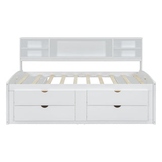 Daybed With 2 Bedside Cabinets, Upper Shelves And 4 Drawers