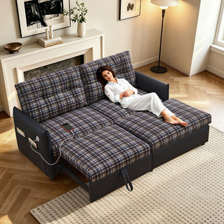 Sleeper Sofa, Expandable Sectional With Ottoman For Living Room