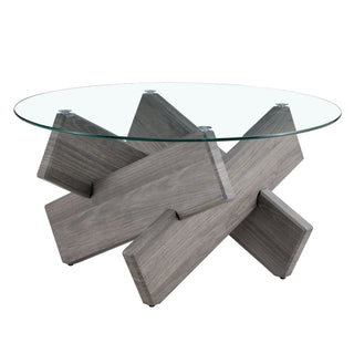 Modern Round Glass Coffee Table With Tempered Glass