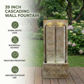 Modern Outdoor Water Fountain With LED Lights