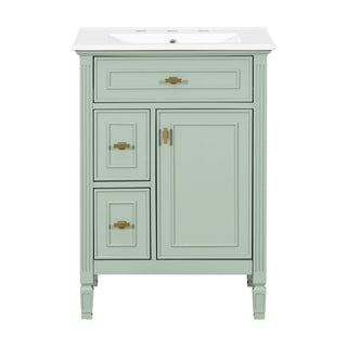 Bathroom Vanity With Sink, Flip Drawer, 2 Drawers, Adjustable Shelf