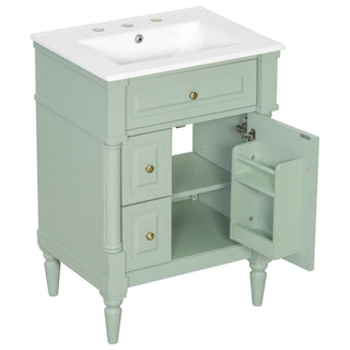 Freestanding Bathroom Vanity With Sink, Adjustable Shelf & Flip Drawer